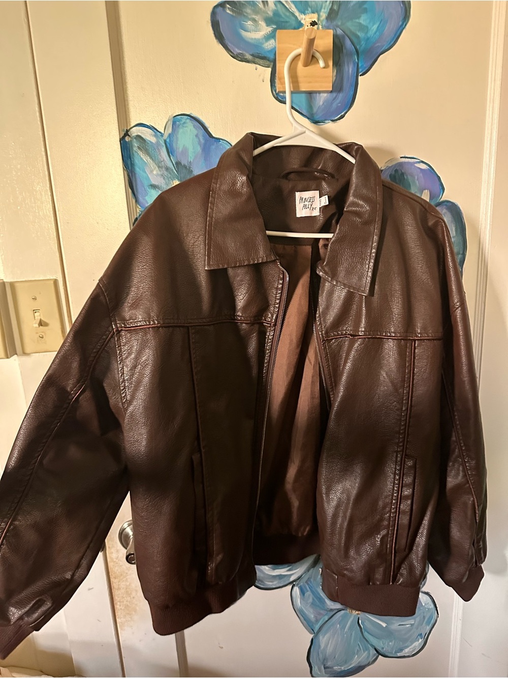 Princess Polly Brown Faux Leather Bomber Jacket